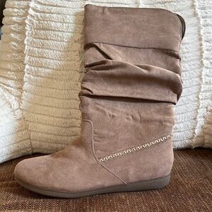 Brown Suede Slouch Boots